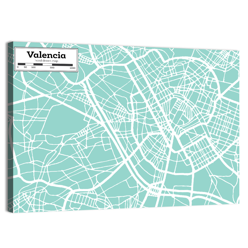 Valencia Street Grid Map Wall Art