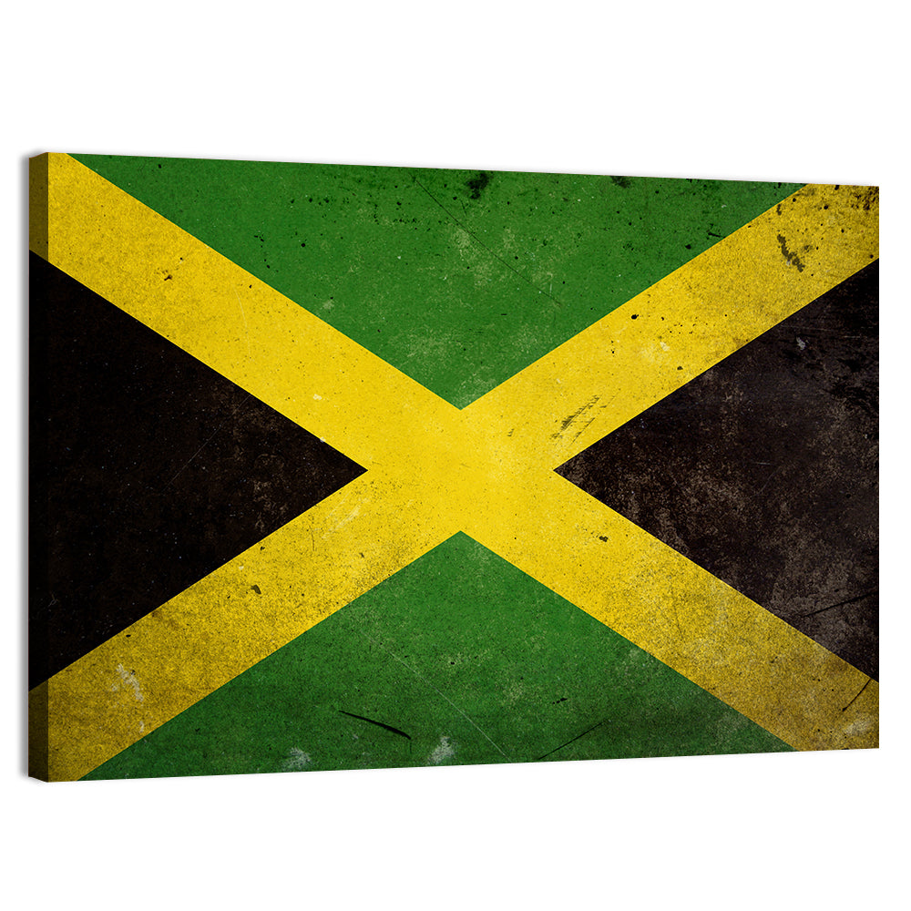 Distressed Jamaican Flag Wall Art