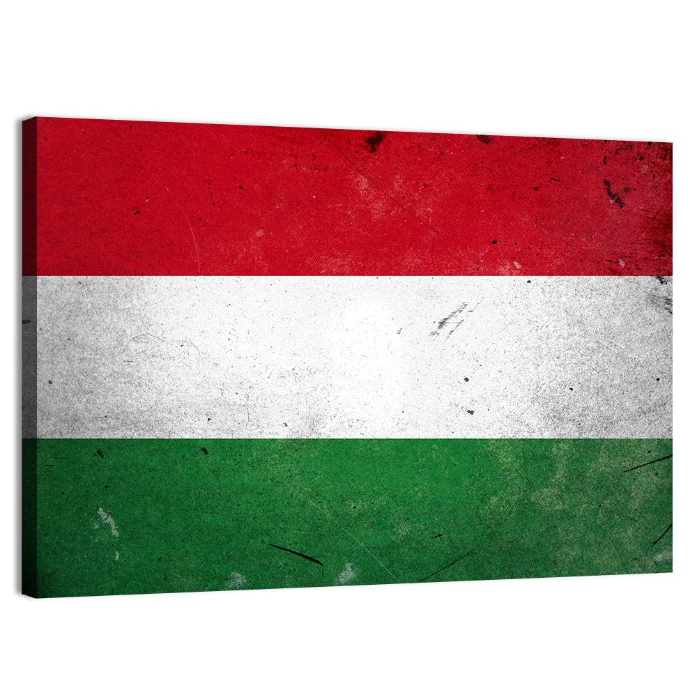 Vintage Hungarian Flag Wall Art, canvas print, landscape