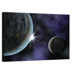 Space Sunrise Scene Wall Art