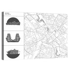 Minsk Map with Architectural Vignettes Wall Art