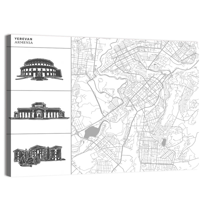Yerevan City Map Diptych Wall Art as a canvas print