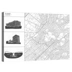 Athens Map with Parthenon Icons Wall Art