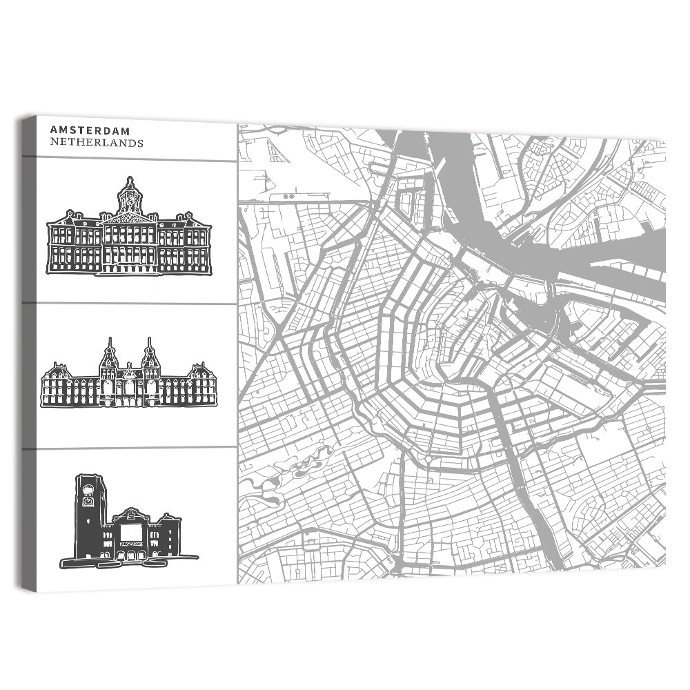 Amsterdam Map Line Wall Art
