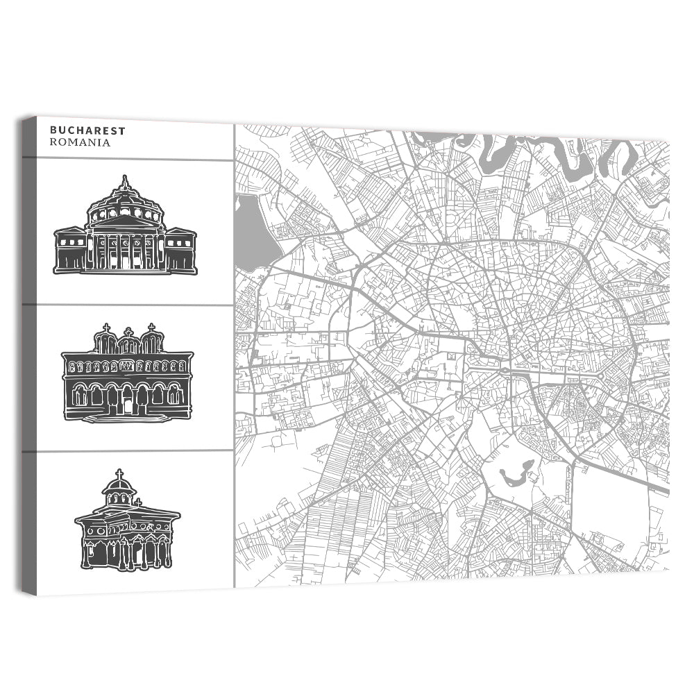 Bucharest City Map Wall Art