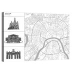 Moscow Map with Landmark Silhouettes Wall Art