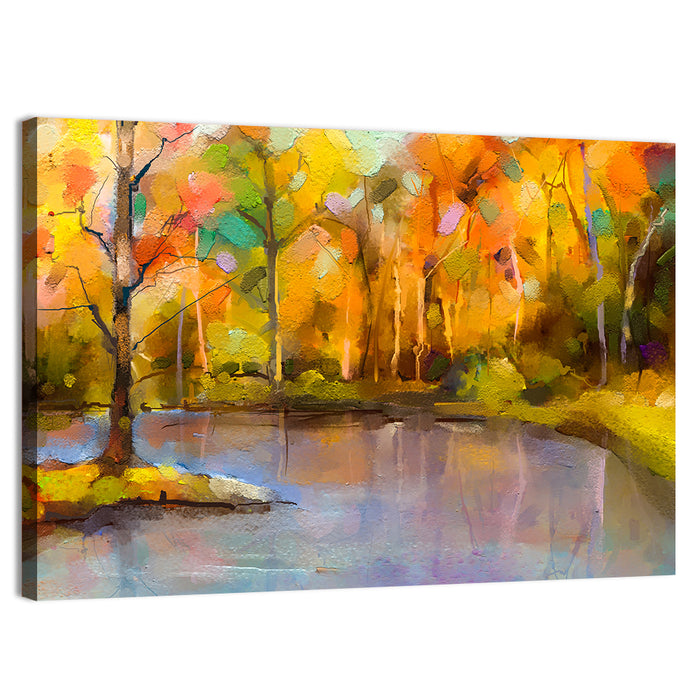 Golden Lake Island Tree Wall Art as a canvas print
