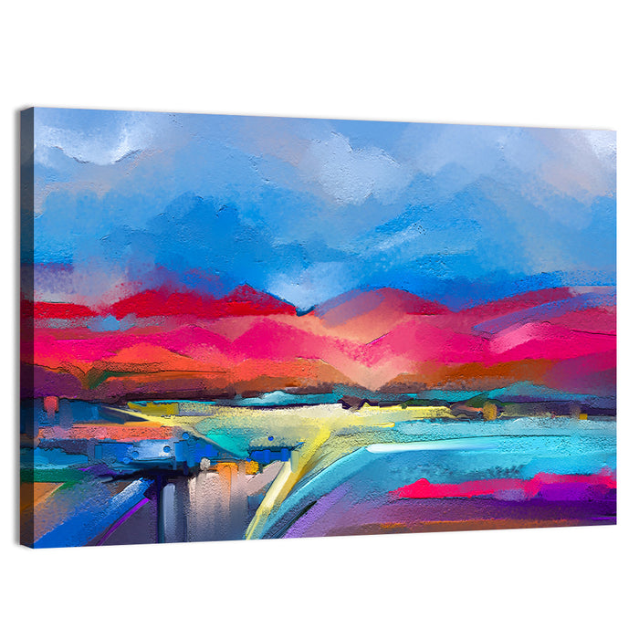 Impasto Mountains at Sunrise Wall Art as a canvas print
