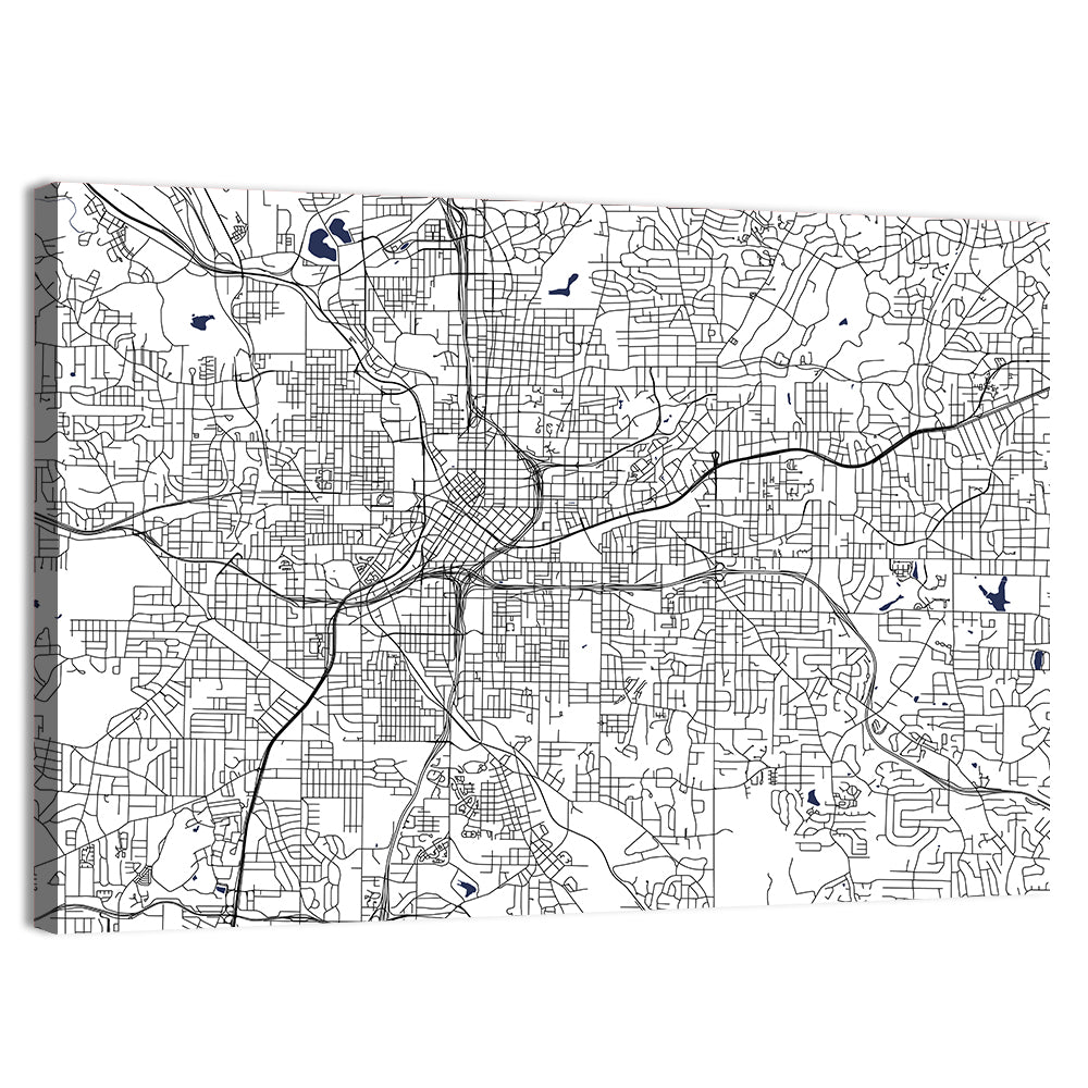Atlanta Schematic Map Wall Art, canvas print, landscape