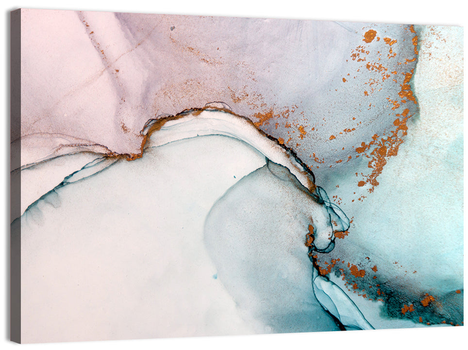 Blue Ink Wash with Gold Accents Wall Art, canvas print, landscape