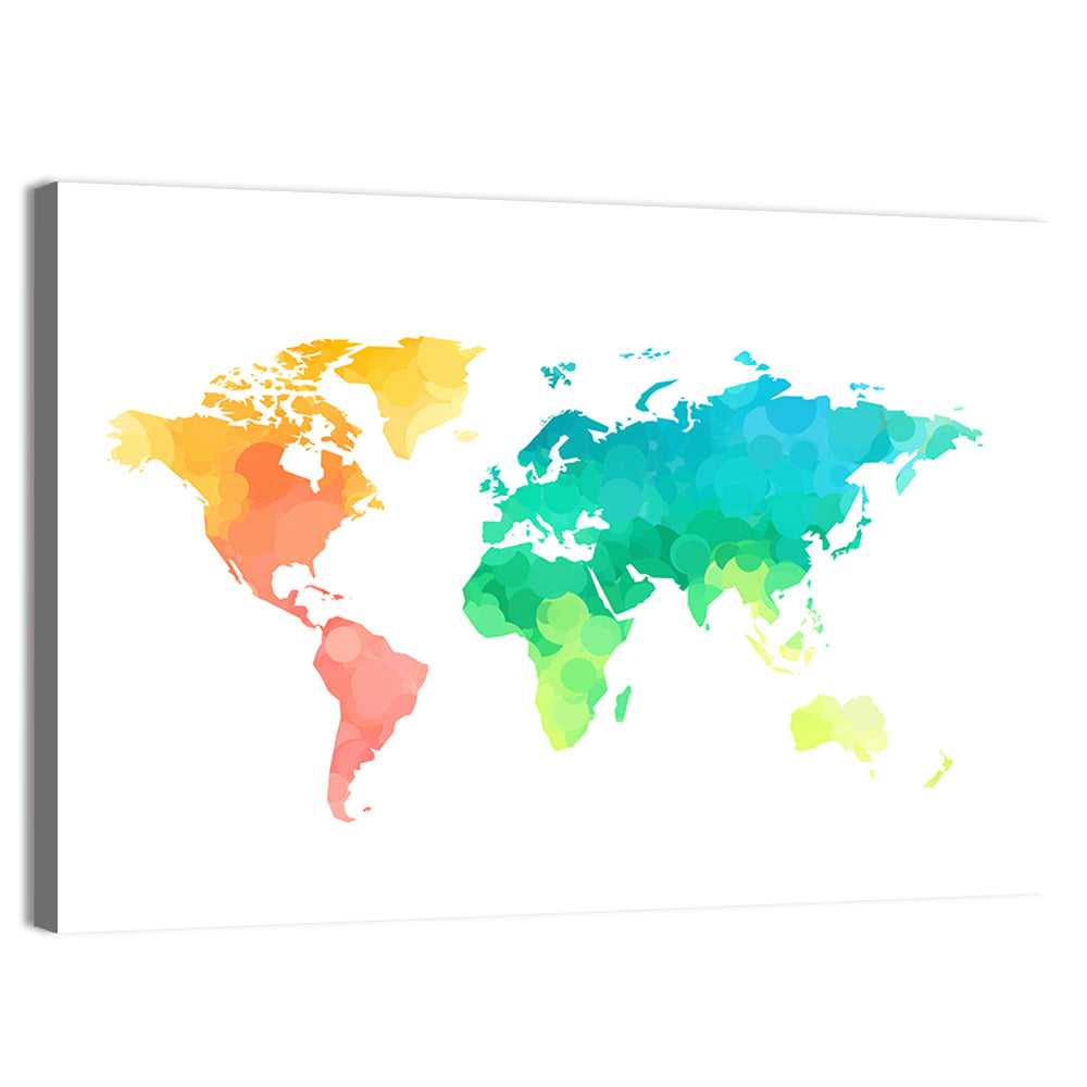 Polka Dot World Map Pattern Wall Art, canvas print, landscape