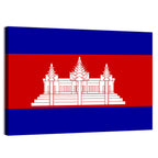 Cambodia Flag with Angkor Wat Emblem Wall Art