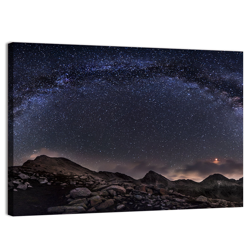 Milky Way Over Mountain Ridge Wall Art, canvas print, landscape