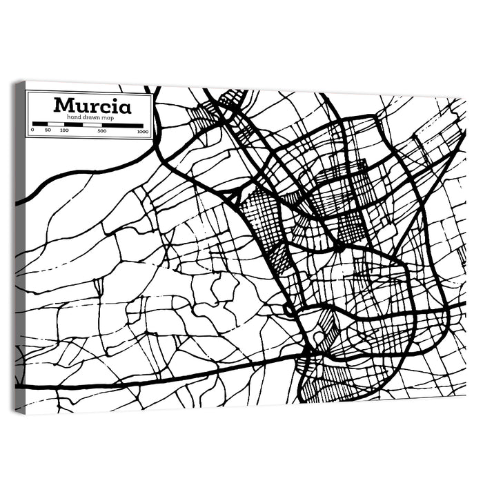 Murcia Schematic Map Wall Art as a canvas print