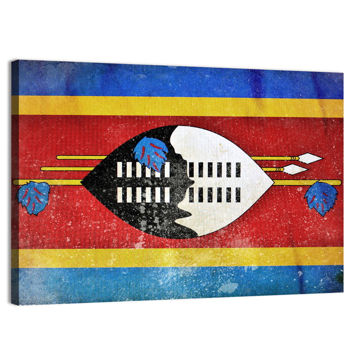 Eswatini Flag with Shield Emblem Wall Art as a canvas print