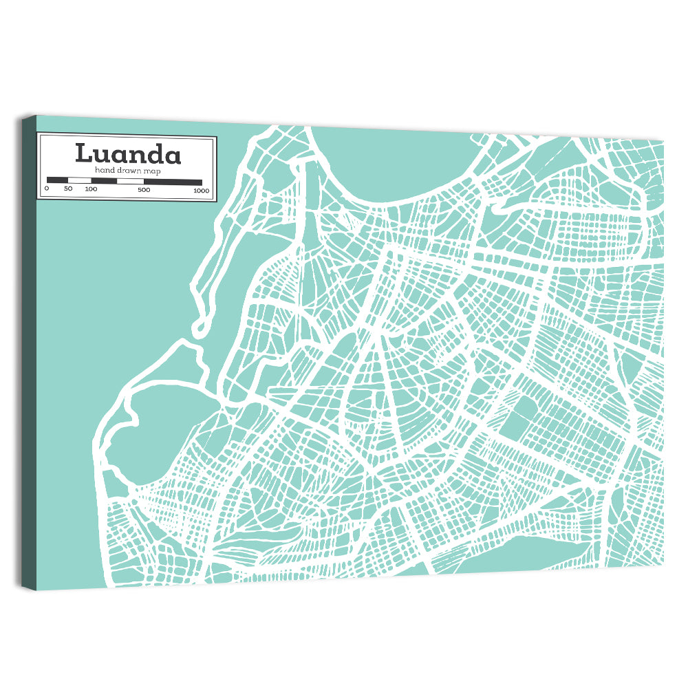 Luanda Hand-drawn City Map Wall Art
