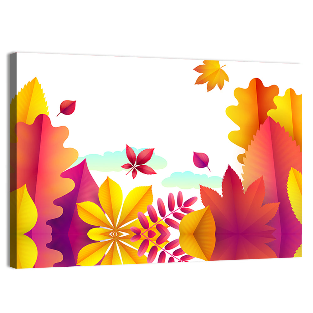 Autumn Leaves Botanical Illustration Wall Art, canvas print, landscape