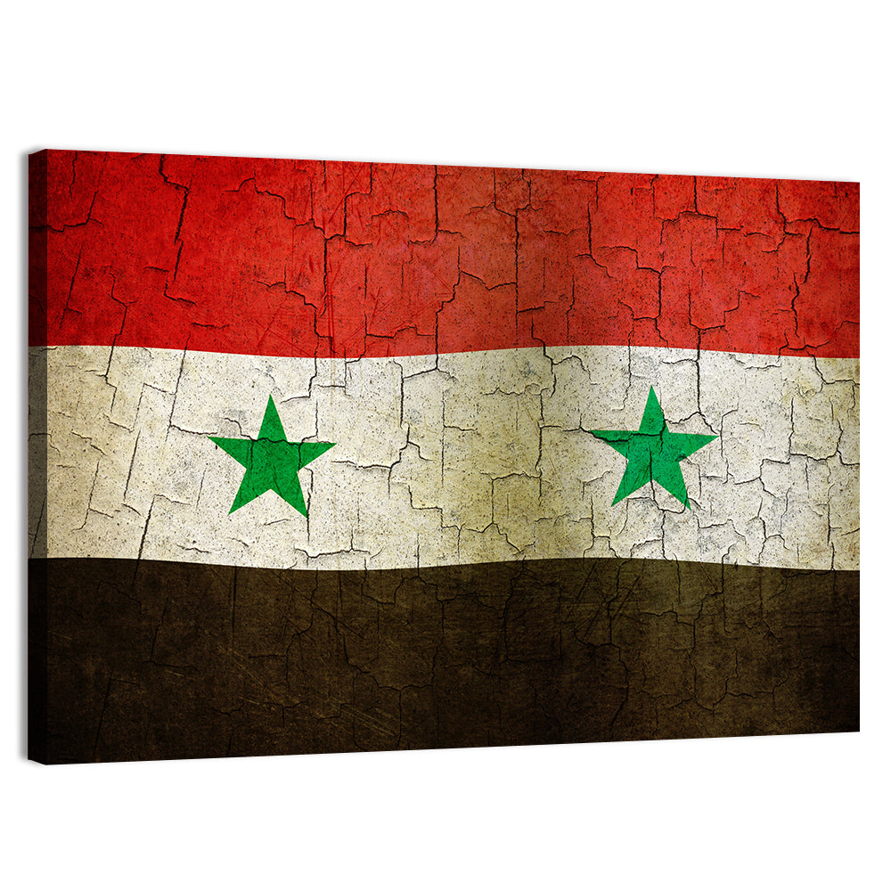 Syrian Flag Weathered Texture Wall Art