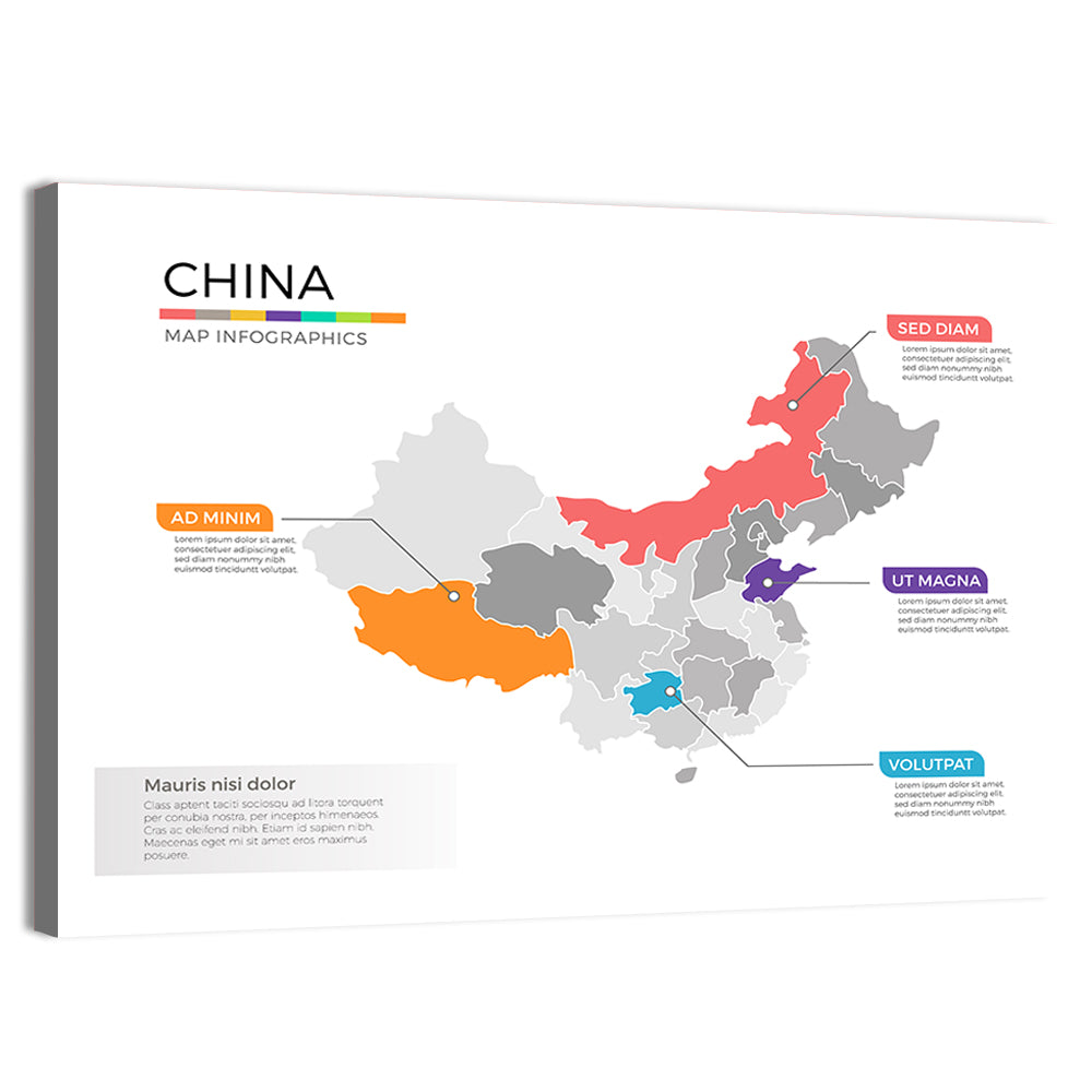 China Map Infographic Wall Art, canvas print, landscape