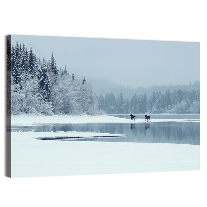 Foggy Lake Selbu Wall Art as a canvas print