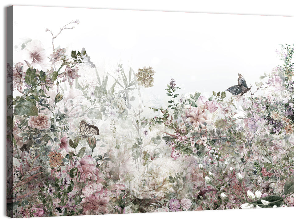 Faded Watercolor Floral Garden Wall Art