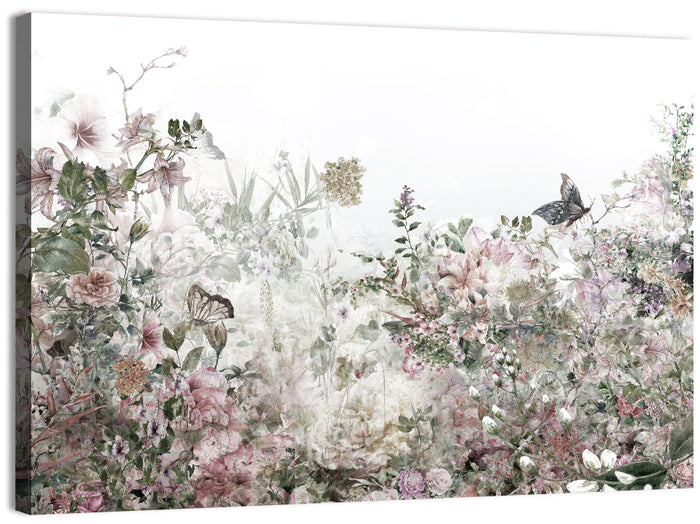 Faded Watercolor Floral Garden Wall Art as a canvas print