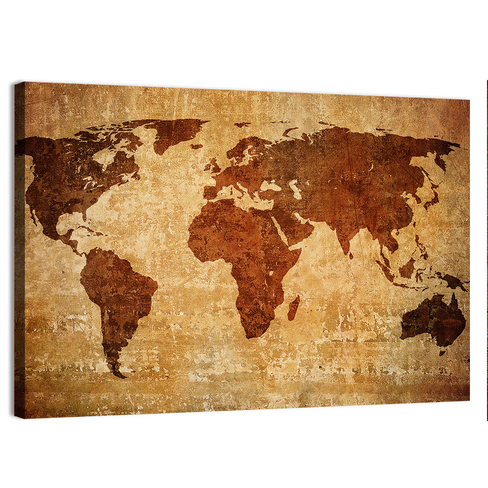 Grunge World Map Wall Art, canvas print, landscape