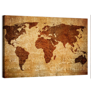 Grunge Map Of The World Wall Art