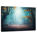 Misty Forest Path with Glowing Light Wall Art