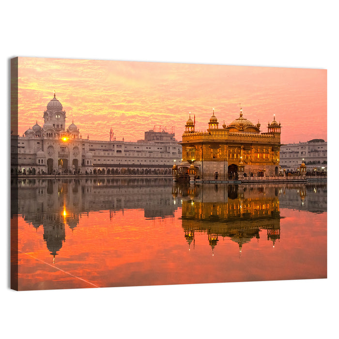 Golden Temple at Sunset Wall Art as a canvas print