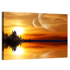 Twin Moons Over Alien Castle Wall Art
