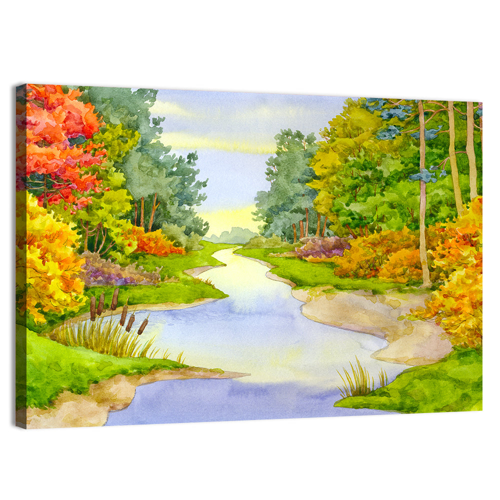 Autumn Forest Creek Wall Art