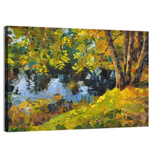 Sunny Autumn Day On Lake Wall Art