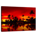 Sunset Over Sea with Palm Silhouettes Wall Art