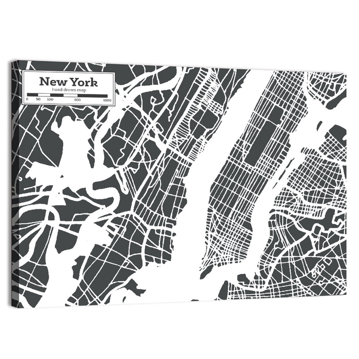 Manhattan Map, New York Wall Art as a canvas print