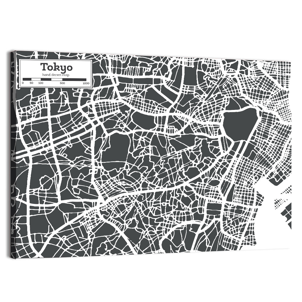 Tokyo City Map Wall Art