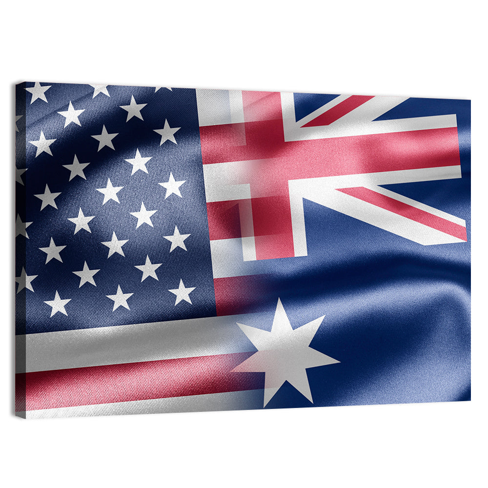 American and Australian Flag Composite Wall Art