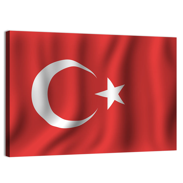 Turkish Flag with Wavy Texture Wall Art as a canvas print