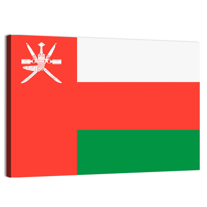 Oman Flag with Khanjar Emblem Wall Art as a canvas print