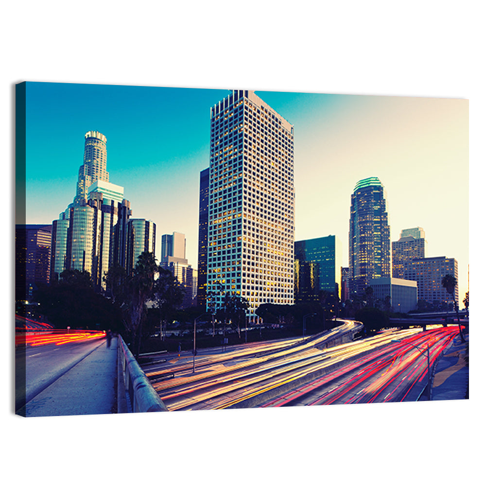 Los Angeles Night Skyline with U.s. Bank Tower Wall Art
