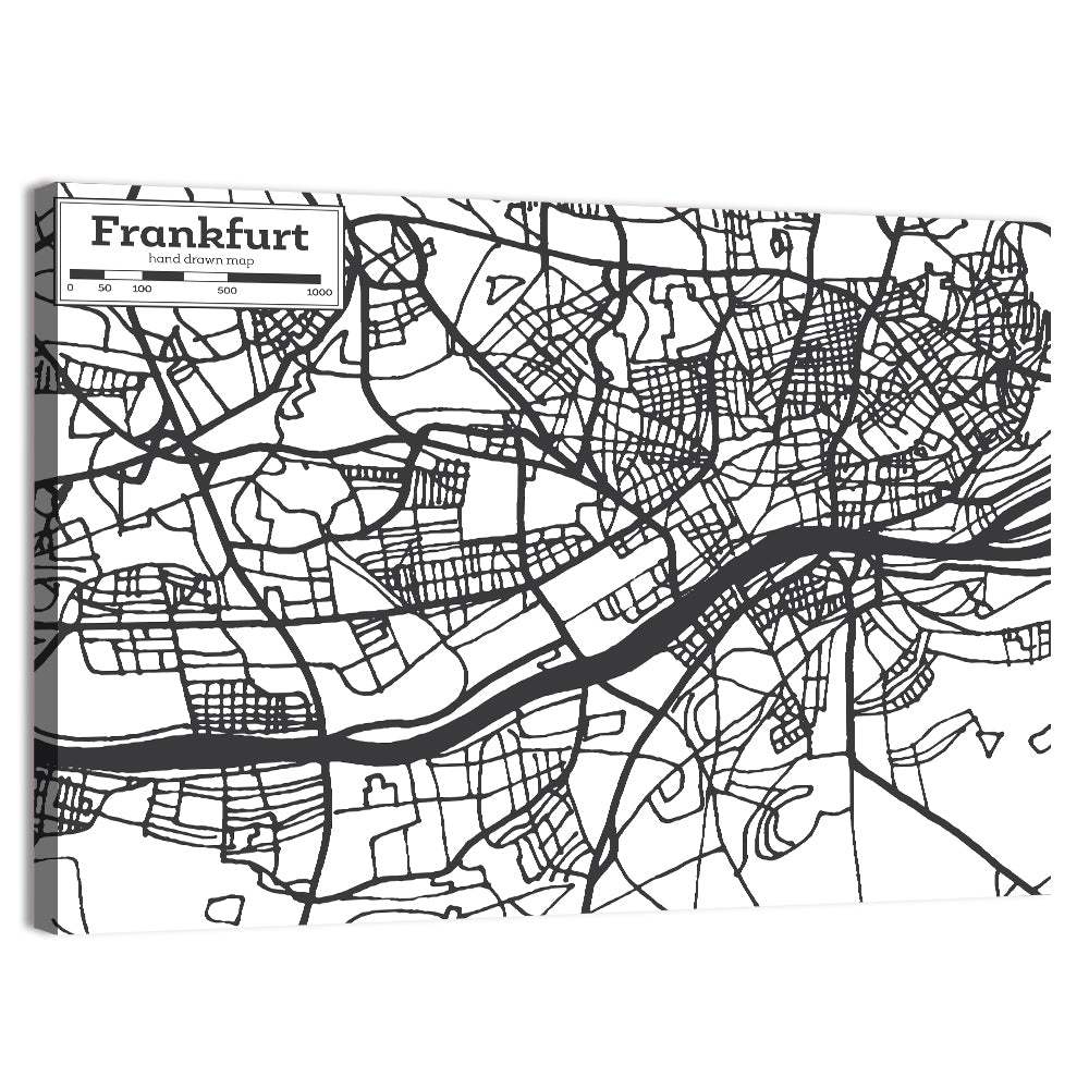 Frankfurt City Map Wall Art, canvas print, landscape