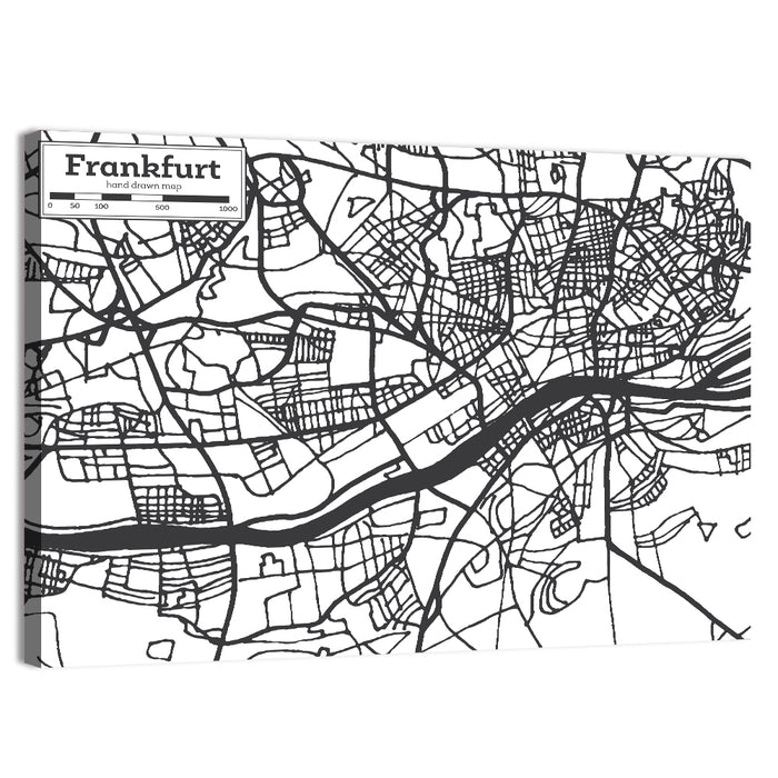 Frankfurt City Map Wall Art as a canvas print