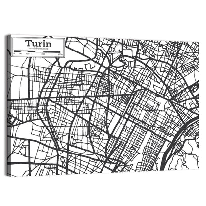 Turin City Map Wall Art