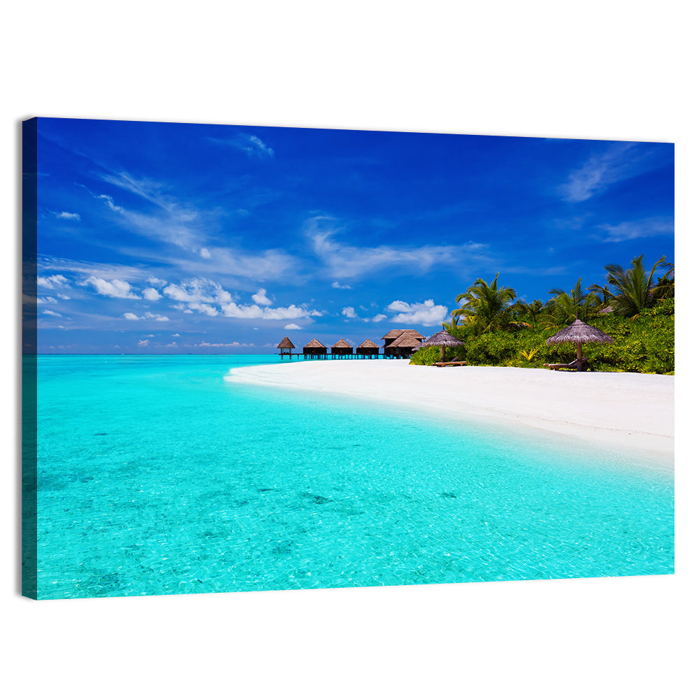 Turquoise Island with Water Bungalows Wall Art
