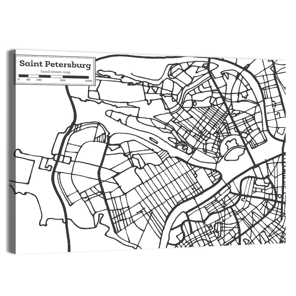 Saint Petersburg Street Plan Wall Art, canvas print, landscape