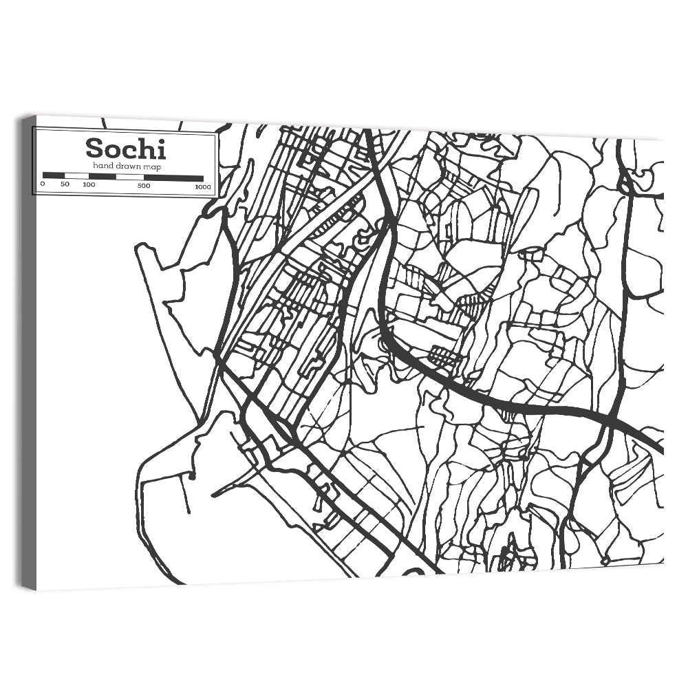 Sochi Street Grid Map Wall Art