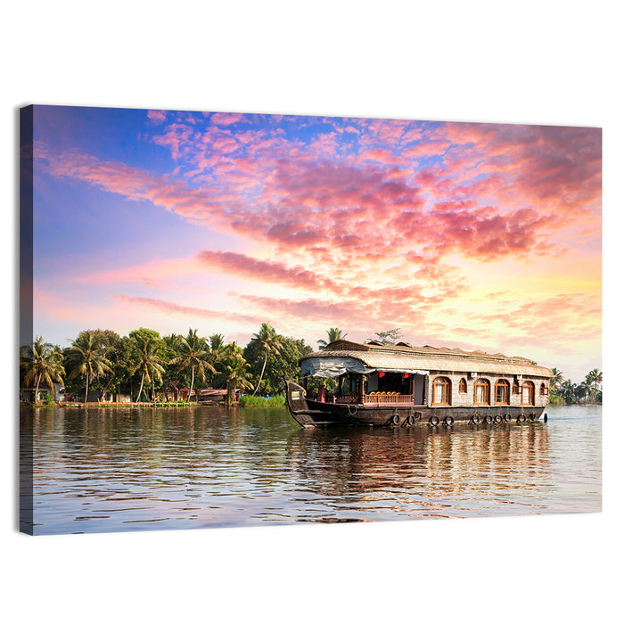Houseboat at Sunset Wall Art as a canvas print