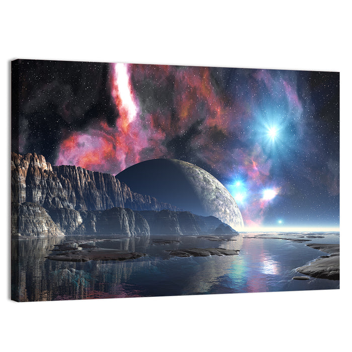 Tranquil Alien Lake Wall Art as a canvas print