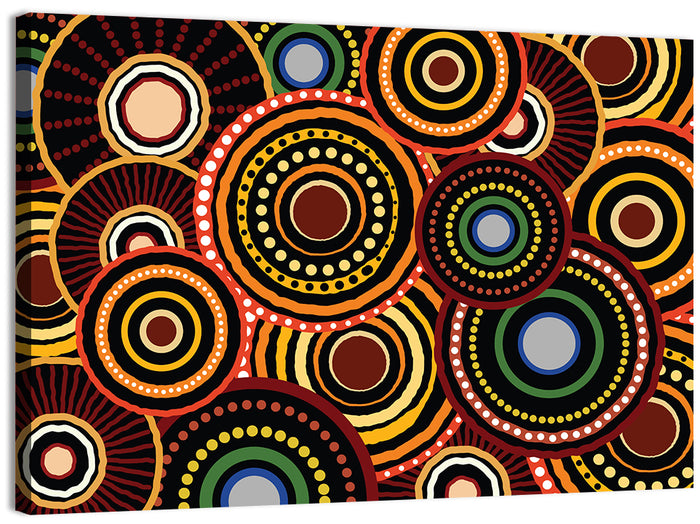 Earthy Concentric Circles Pattern Wall Art as a canvas print