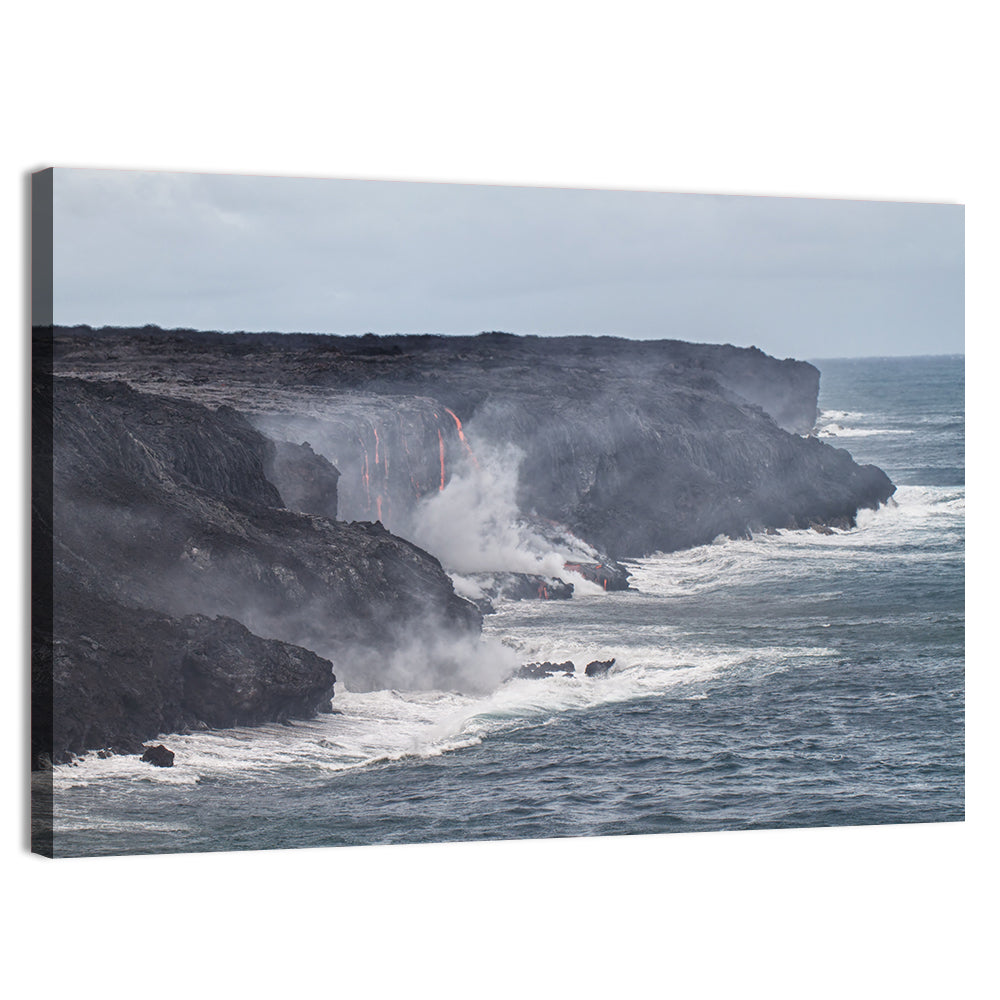 Glowing Lava on Big Island Coast Wall Art, canvas print, landscape